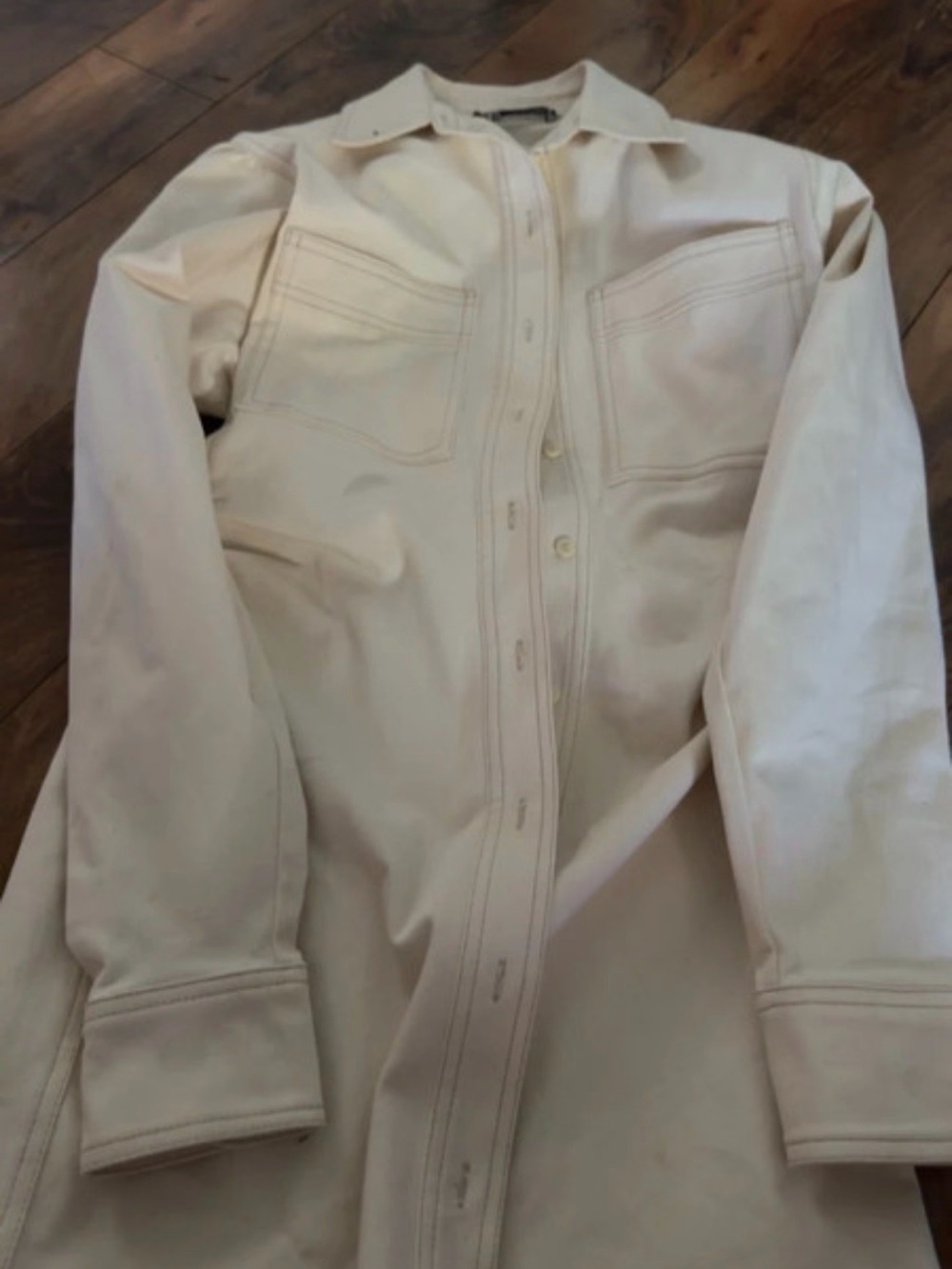 Zara Men's Cream Shirt Jacket with Chest Pockets